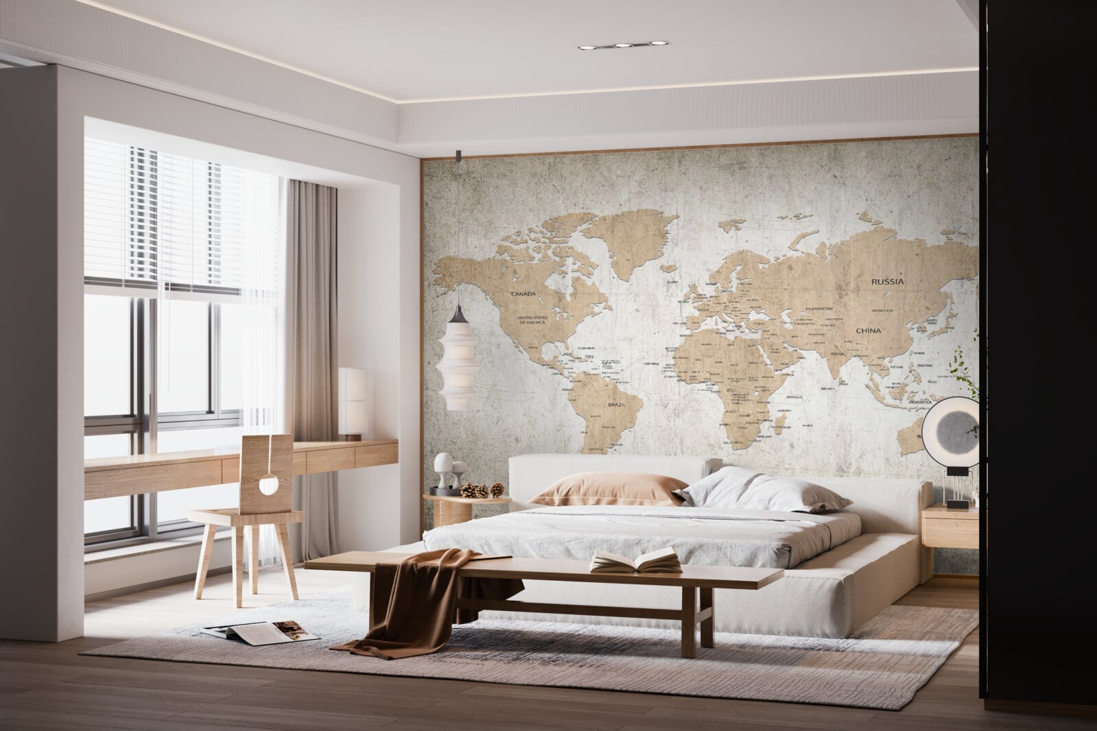 Фотошпалери помірна географічна картина світу на стіні