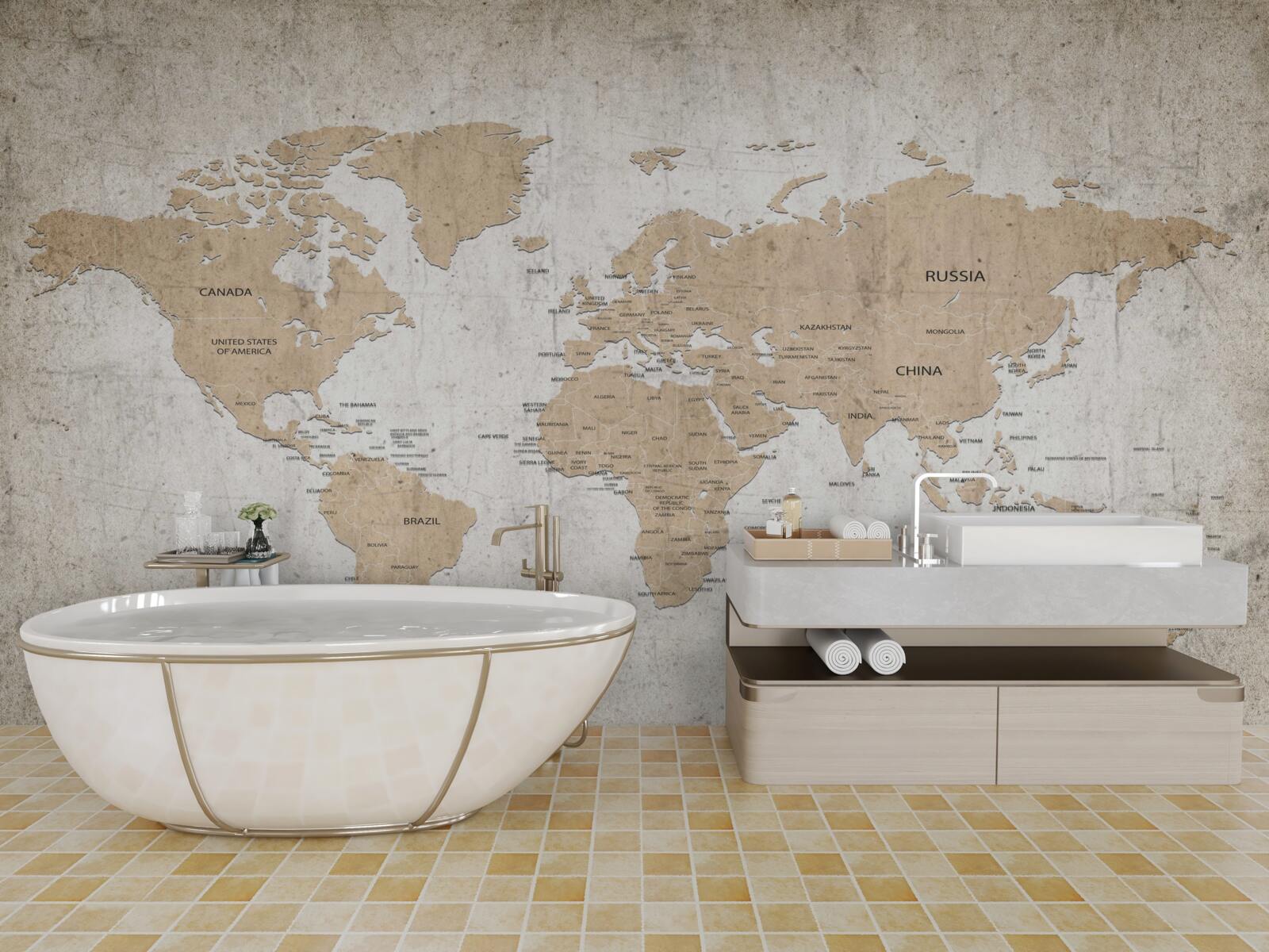 Фотошпалери помірна географічна картина світу на стіні