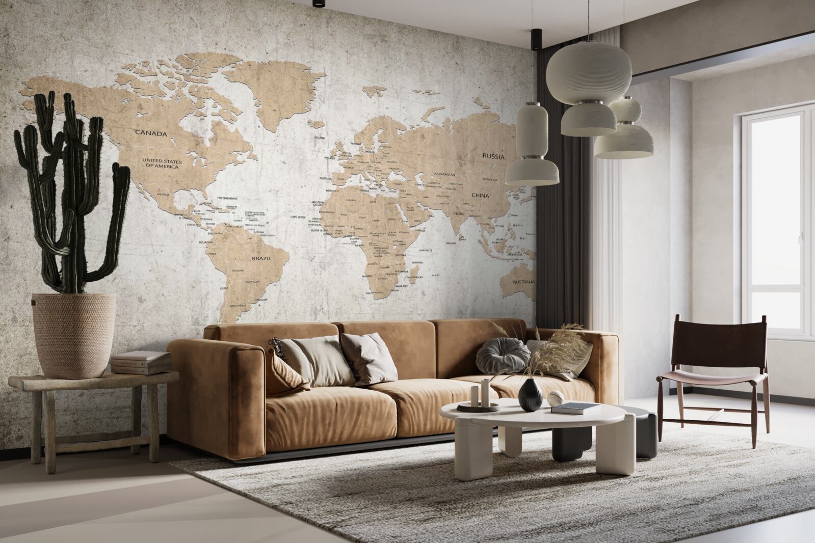 Фотошпалери помірна географічна картина світу на стіні