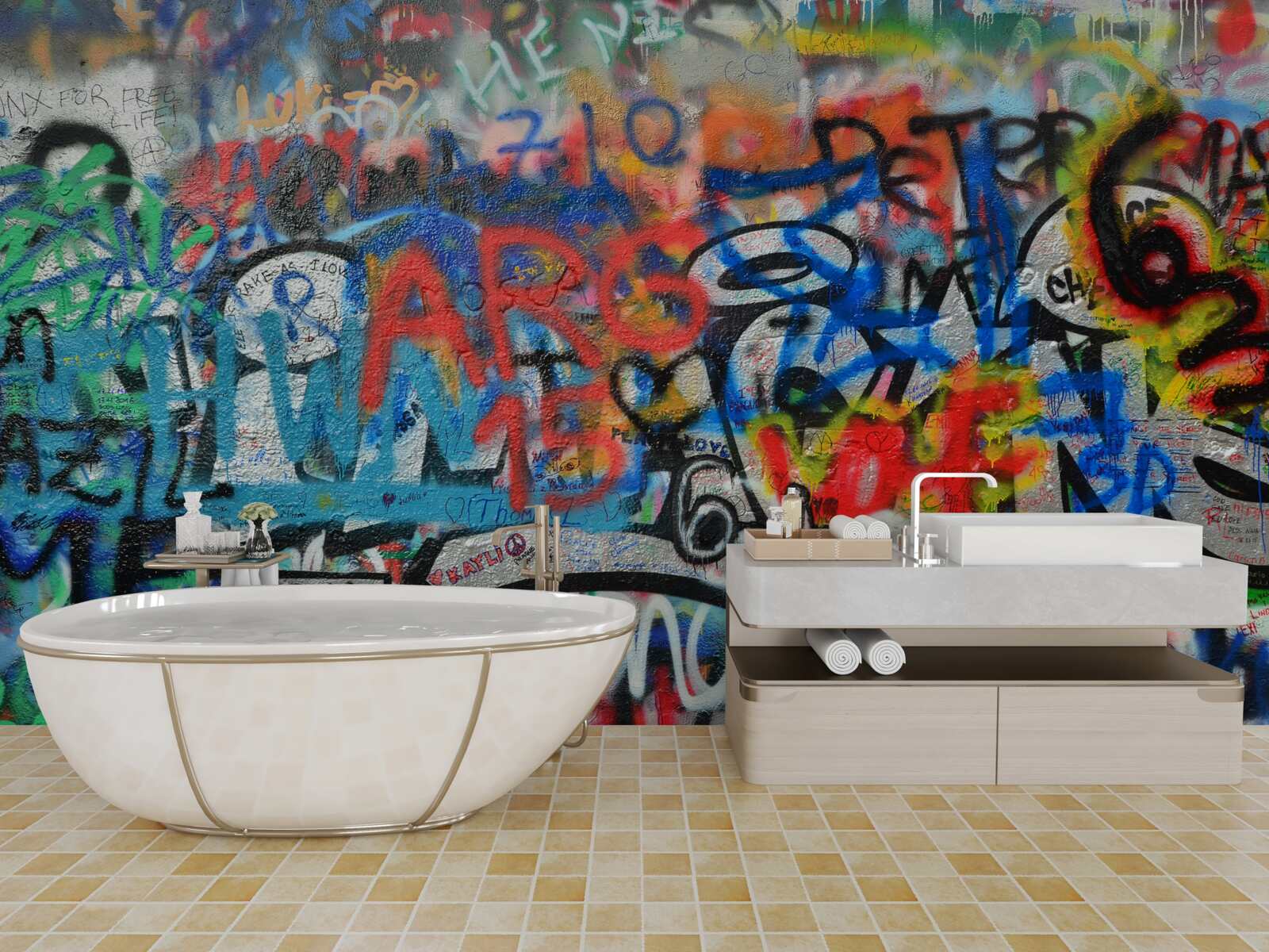 Фотошпалери Стіна, прикрашена графіті