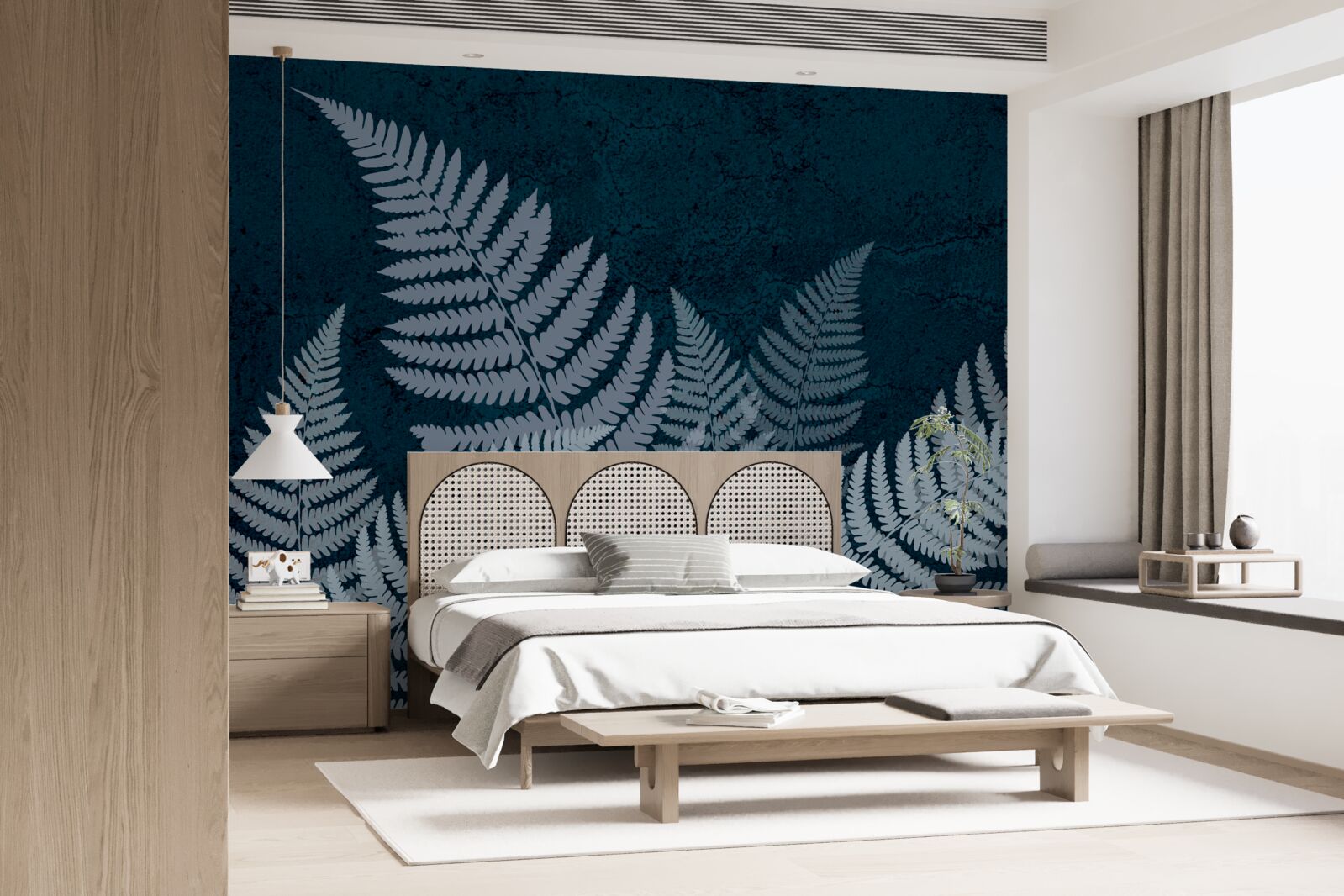 Фотошпалери Сяйво листя папороті в похмуру ніч