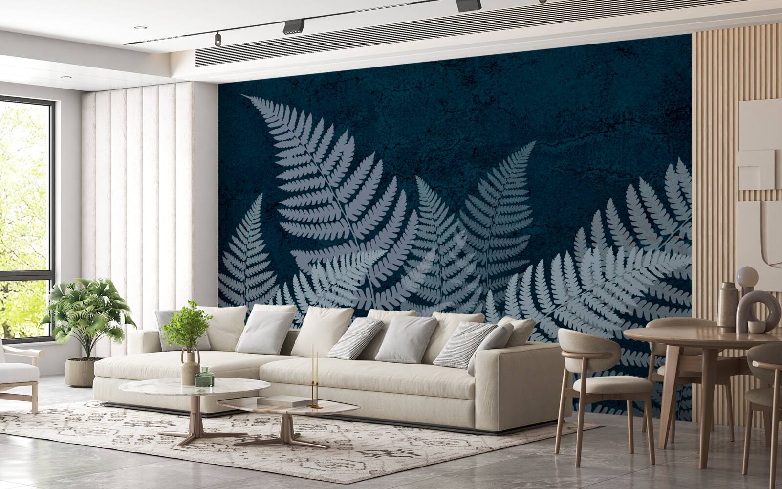 Фотошпалери Сяйво листя папороті в похмуру ніч