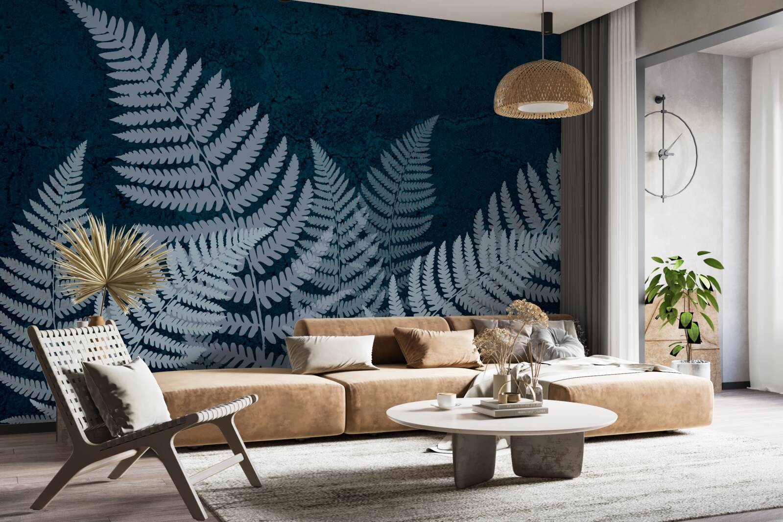 Фотошпалери Сяйво листя папороті в похмуру ніч