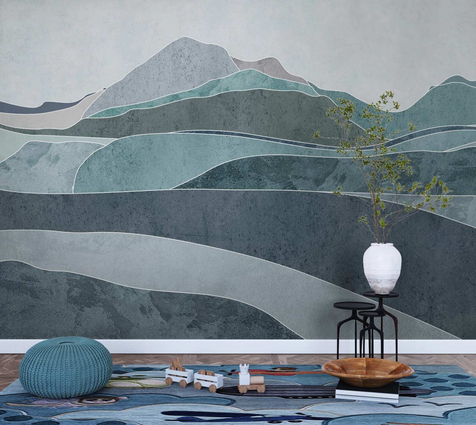 Фотошпалери річки, що стікають з холодних гір