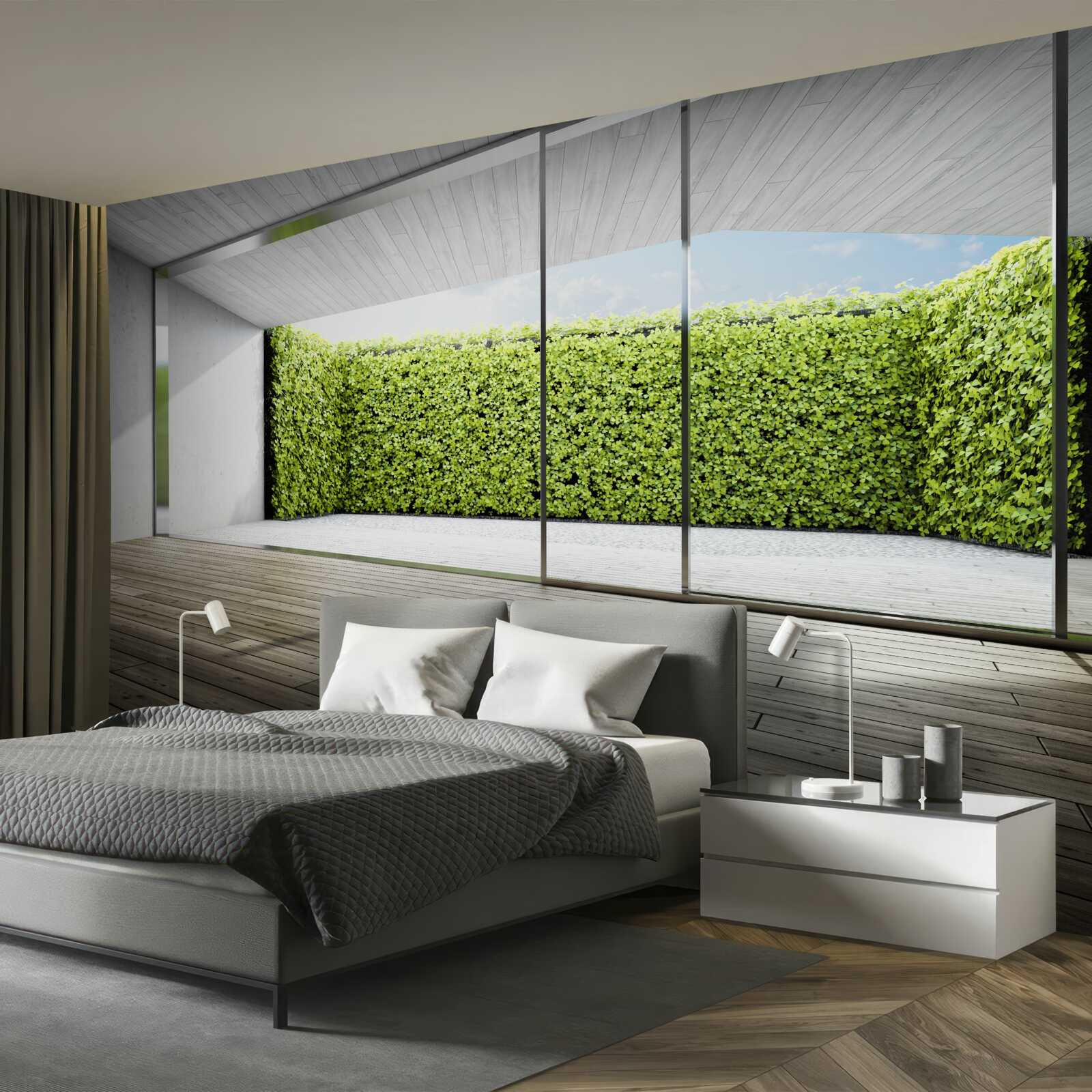 Фотошпалери балкон з прозорими стінами з видом на сад