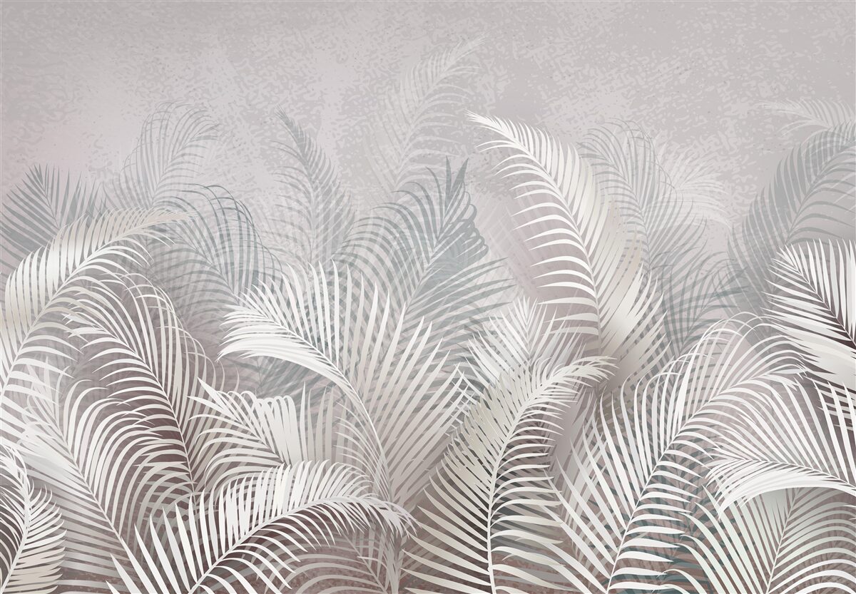 Фотошпалери туман ніжно огортає величне пальмове листя
