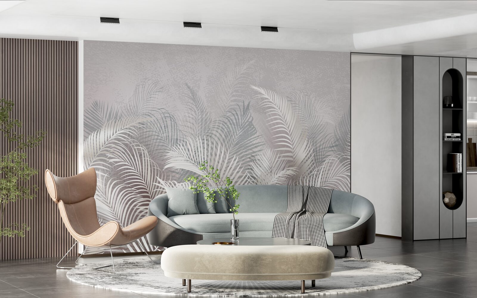 Фотошпалери туман ніжно огортає величне пальмове листя