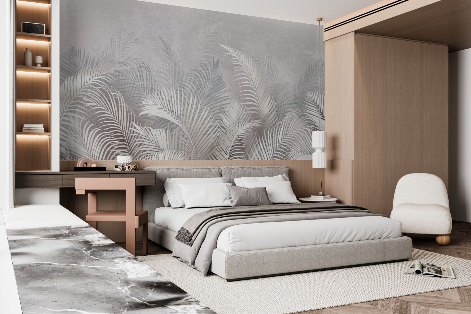 Фотошпалери туман ніжно огортає величне пальмове листя