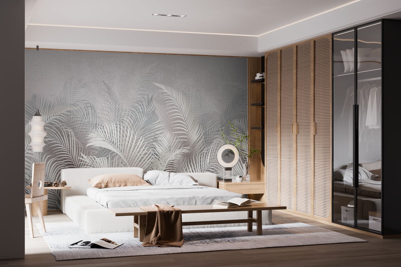 Фотошпалери туман ніжно огортає величне пальмове листя