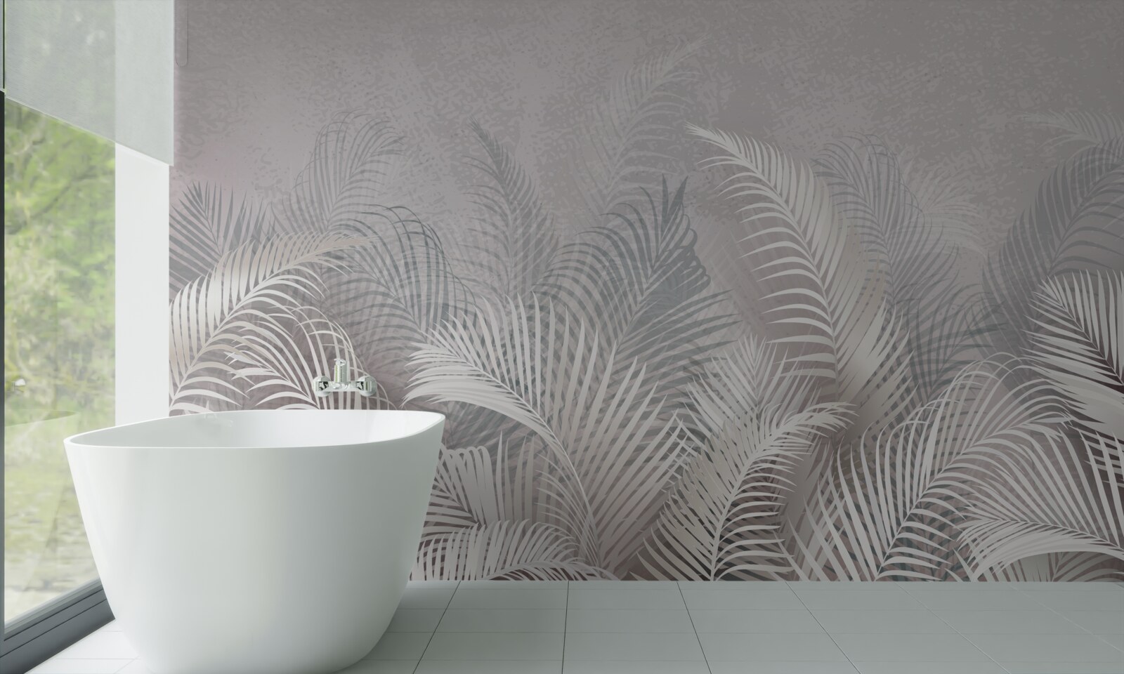 Фотошпалери туман ніжно огортає величне пальмове листя