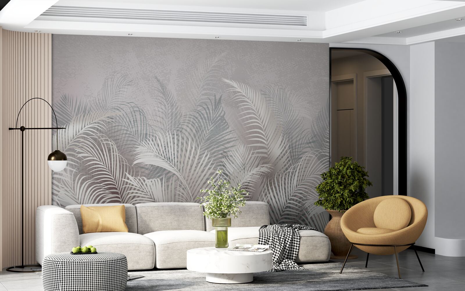 Фотошпалери туман ніжно огортає величне пальмове листя