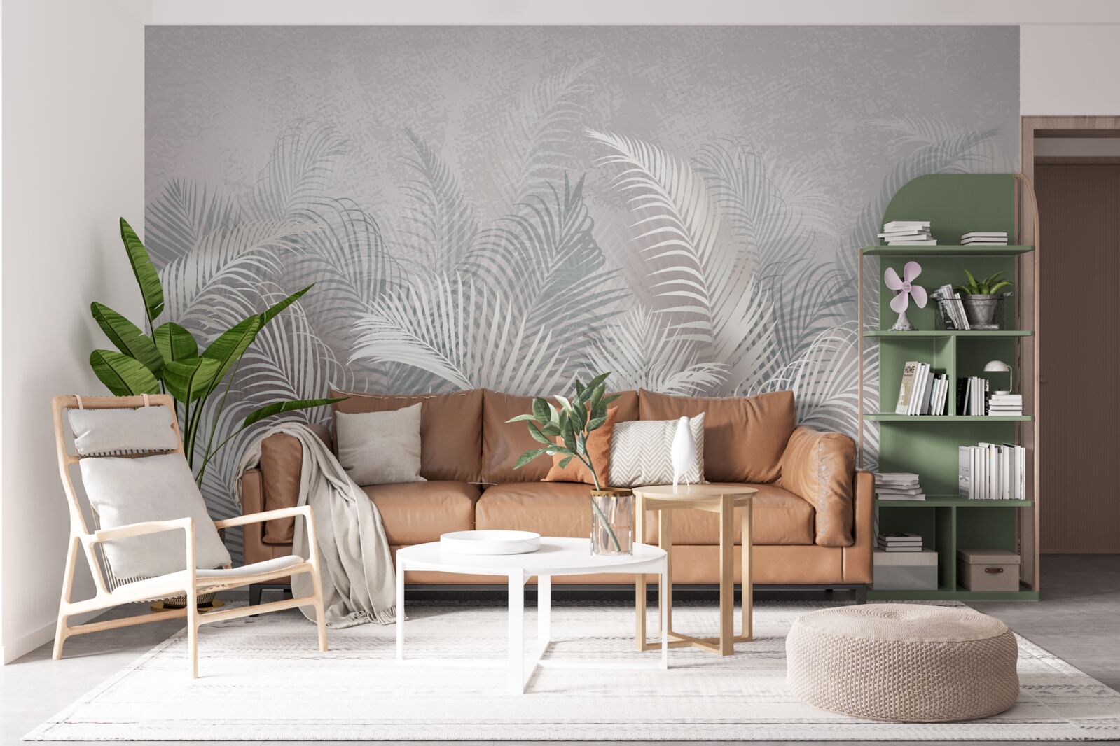 Фотошпалери пальмове листя серед туману