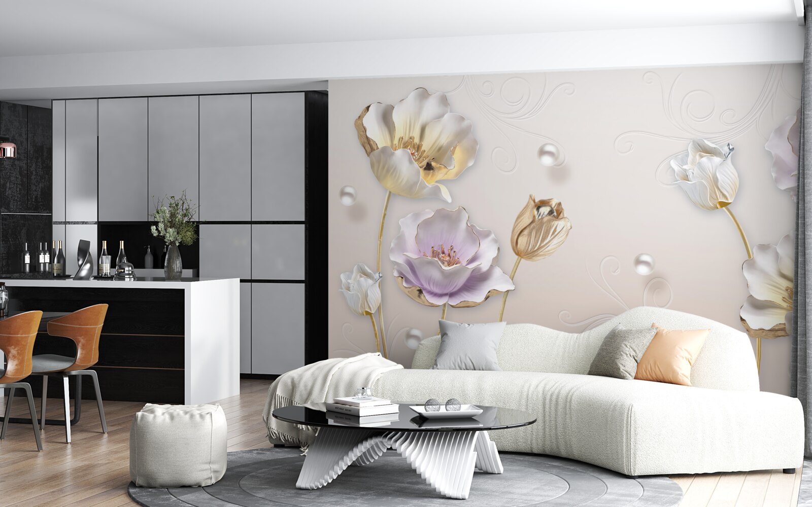 Фотошпалери тонкі бутони на м'якій спинці