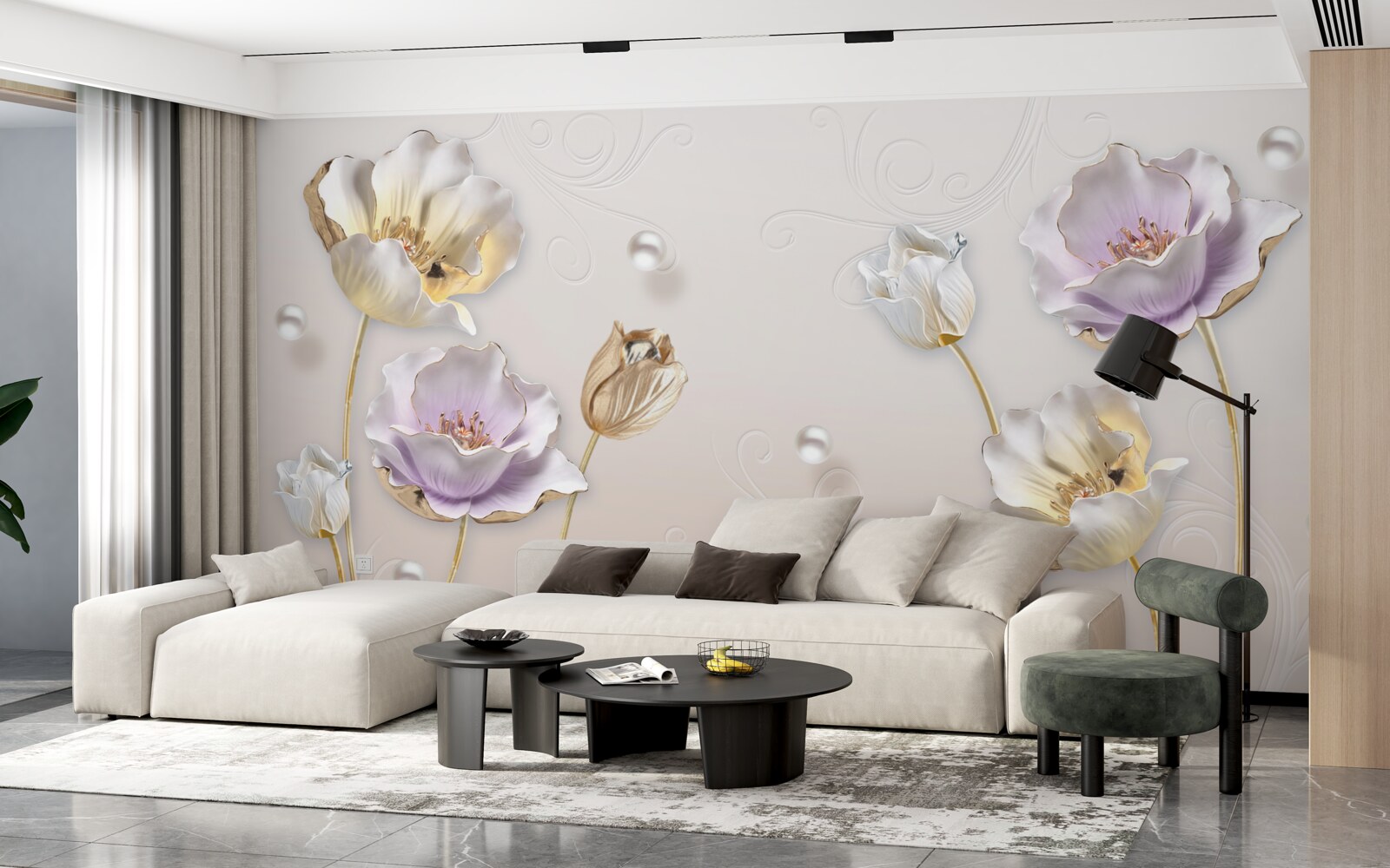 Фотошпалери тонкі бутони на м'якій спинці