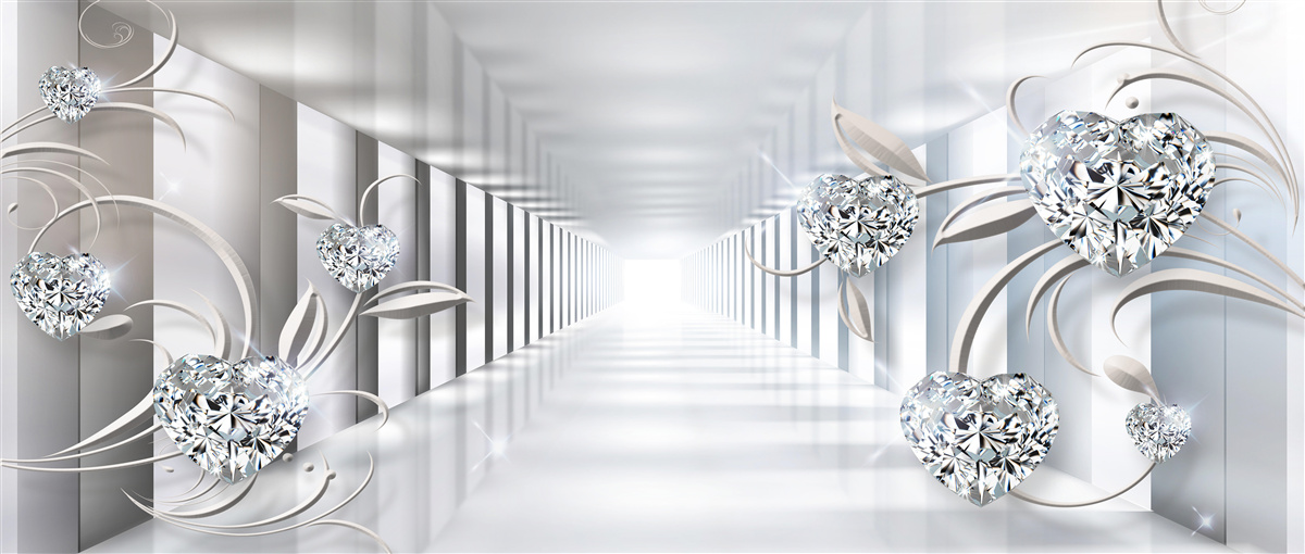 Фотошпалери нескінченний коридор, освітлений яскравими вогнями та квітковими прикрасами