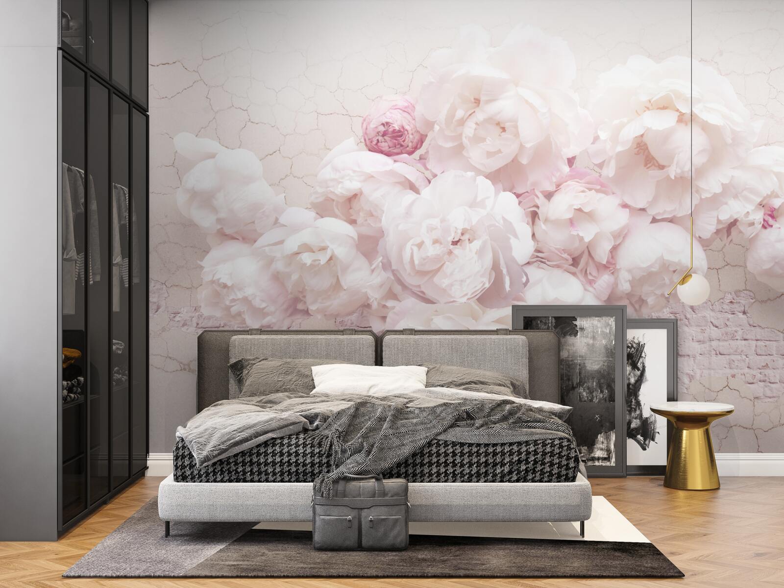 Фотошпалери пишні бутіки з квітами на скелястому тлі