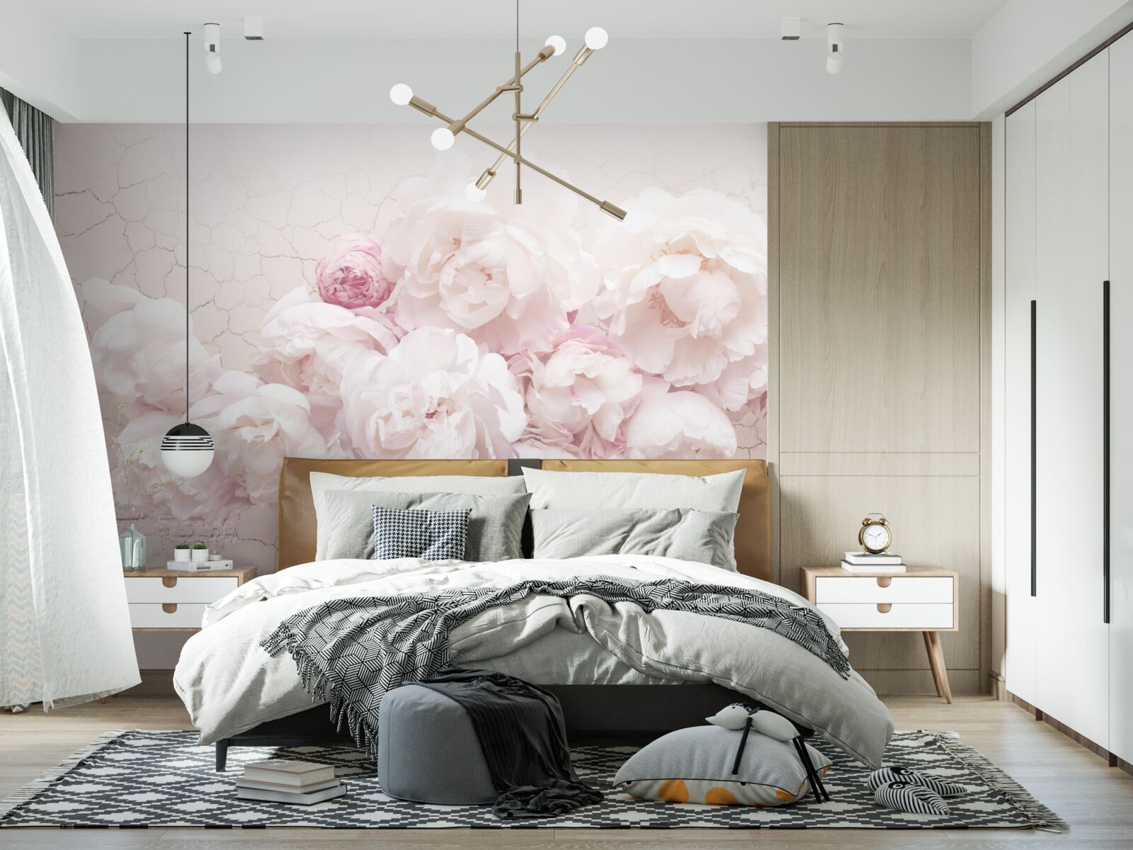 Фотошпалери пишні бутіки з квітами на скелястому тлі