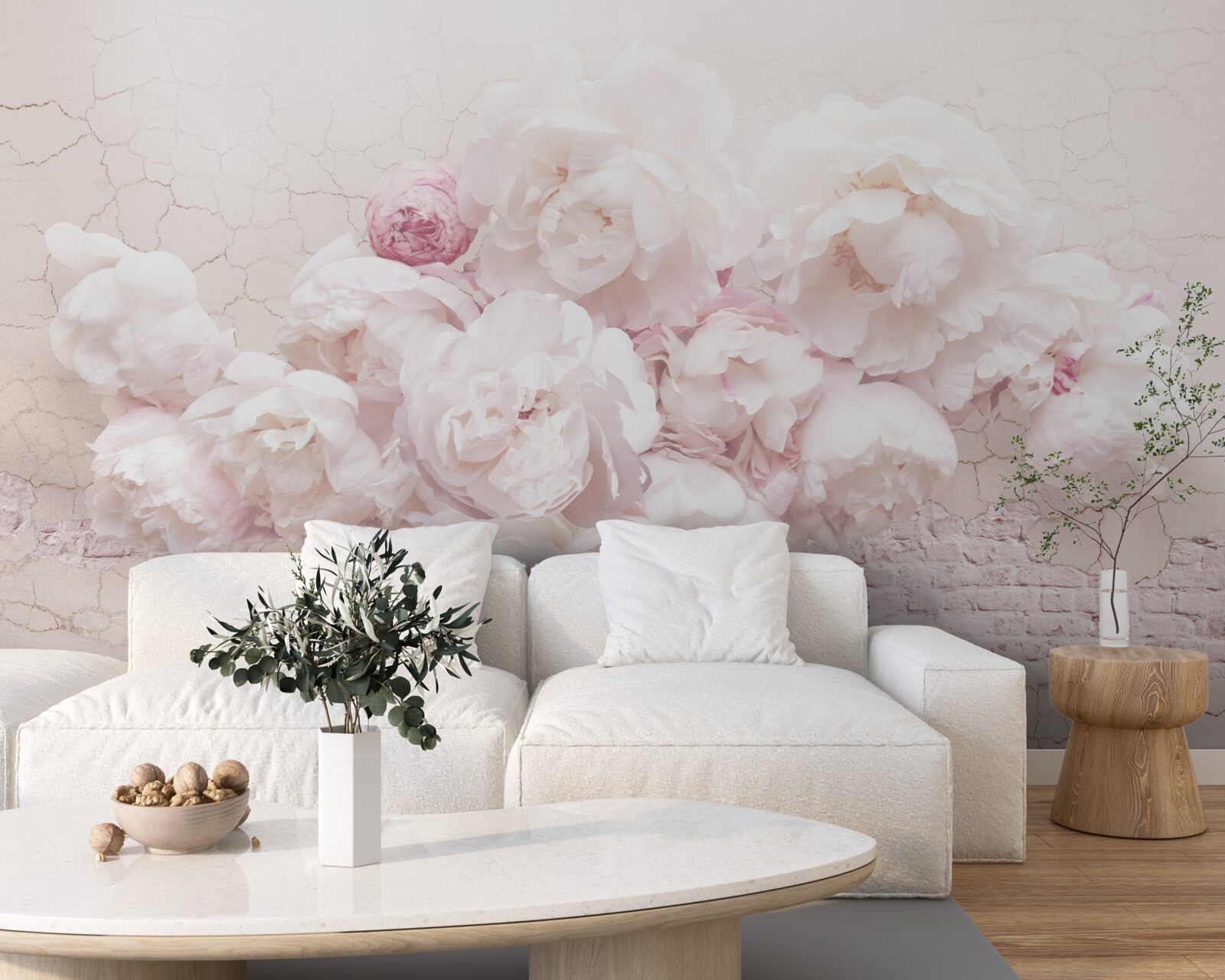 Фотошпалери пишні бутіки з квітами на скелястому тлі