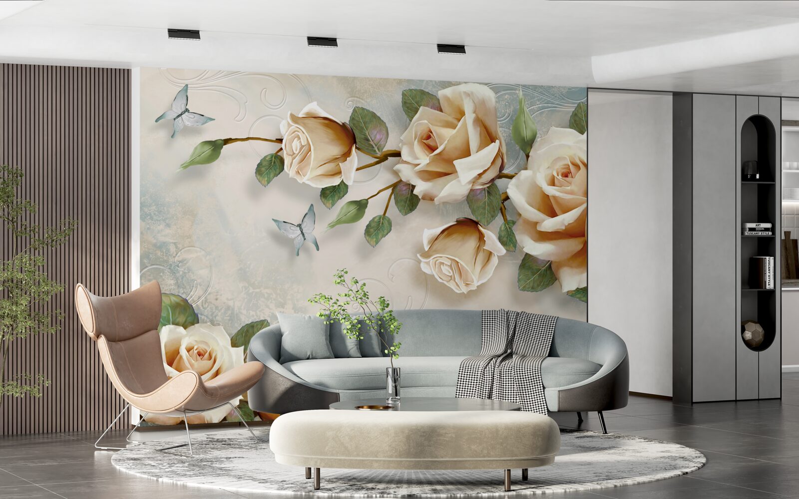 Фотошпалери ніжні троянди в кремових відтінках