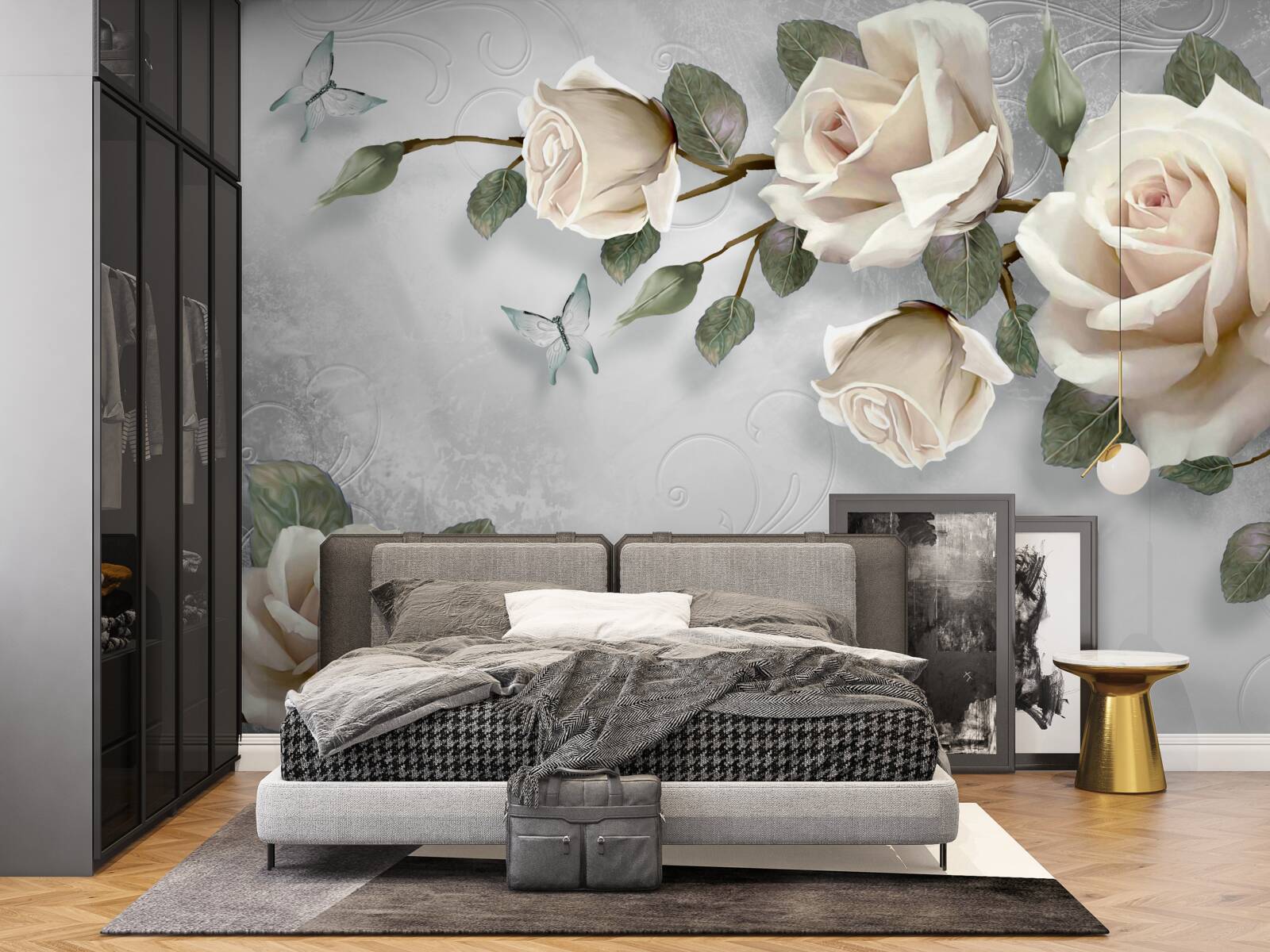 Фотошпалери гілки ніжно квітучої троянди