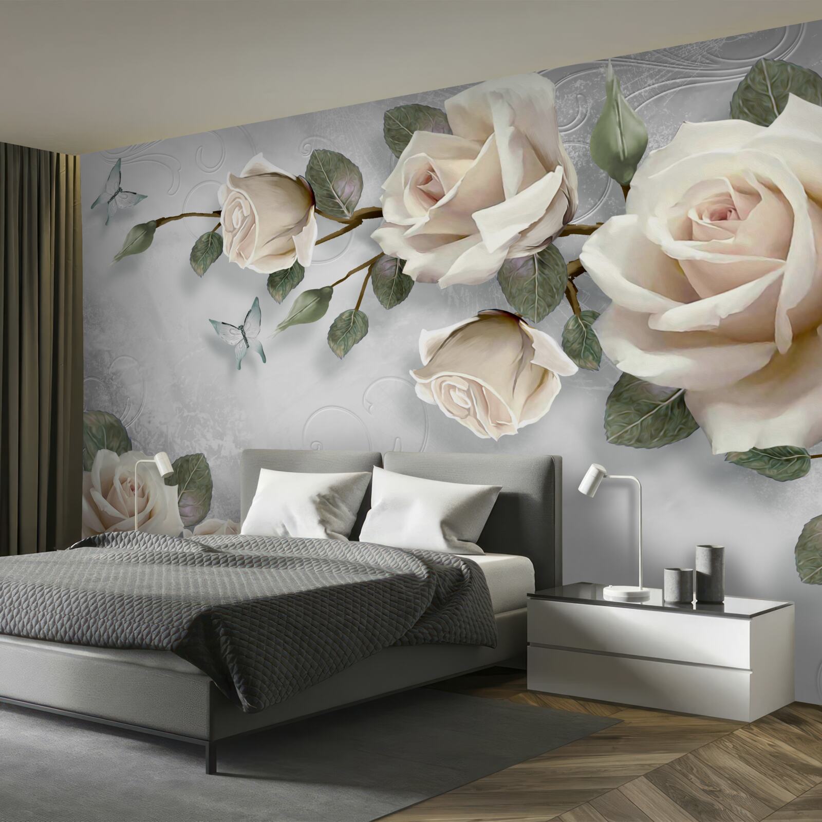 Фотошпалери гілки ніжно квітучої троянди