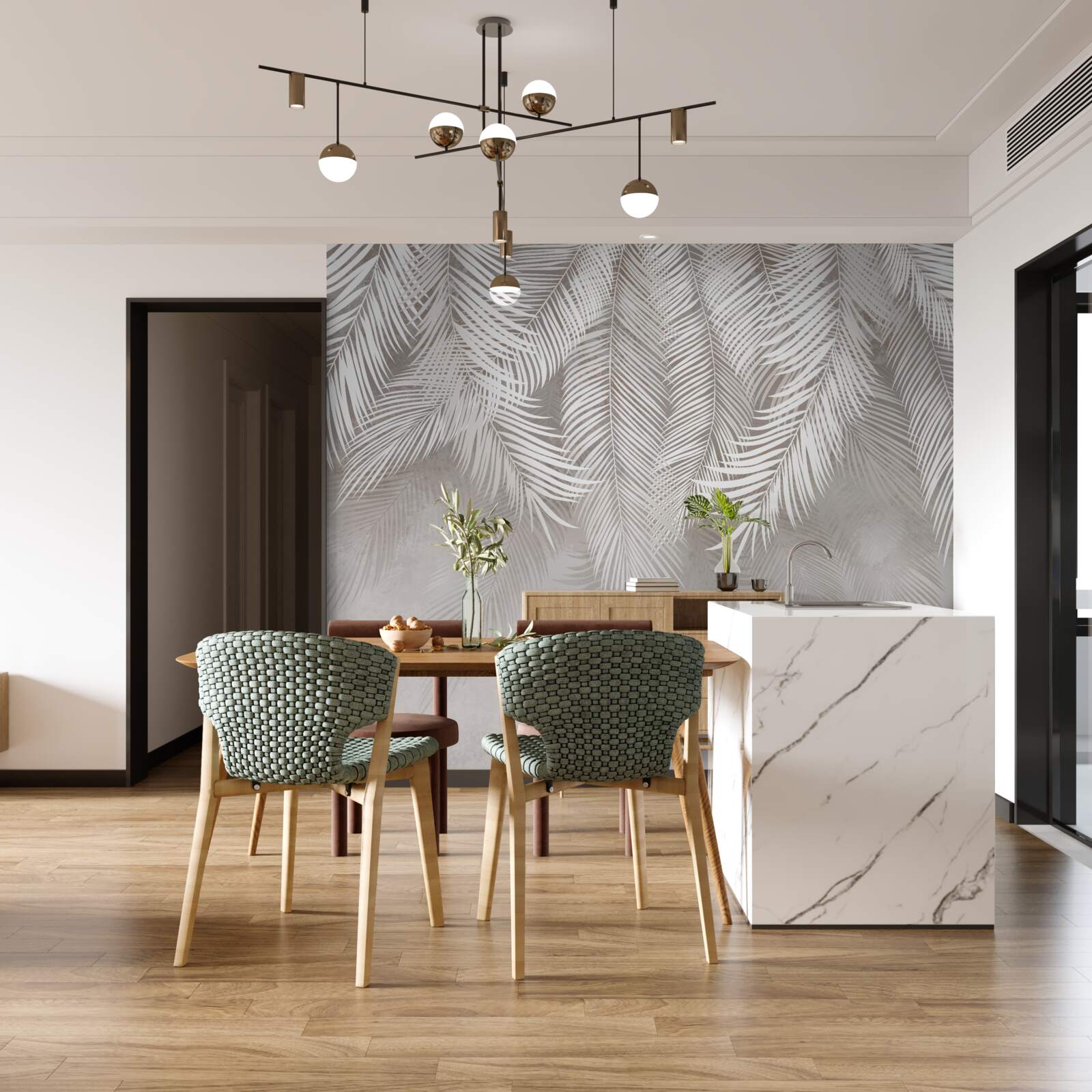 Фотошпалери опадає світло-сіре листя