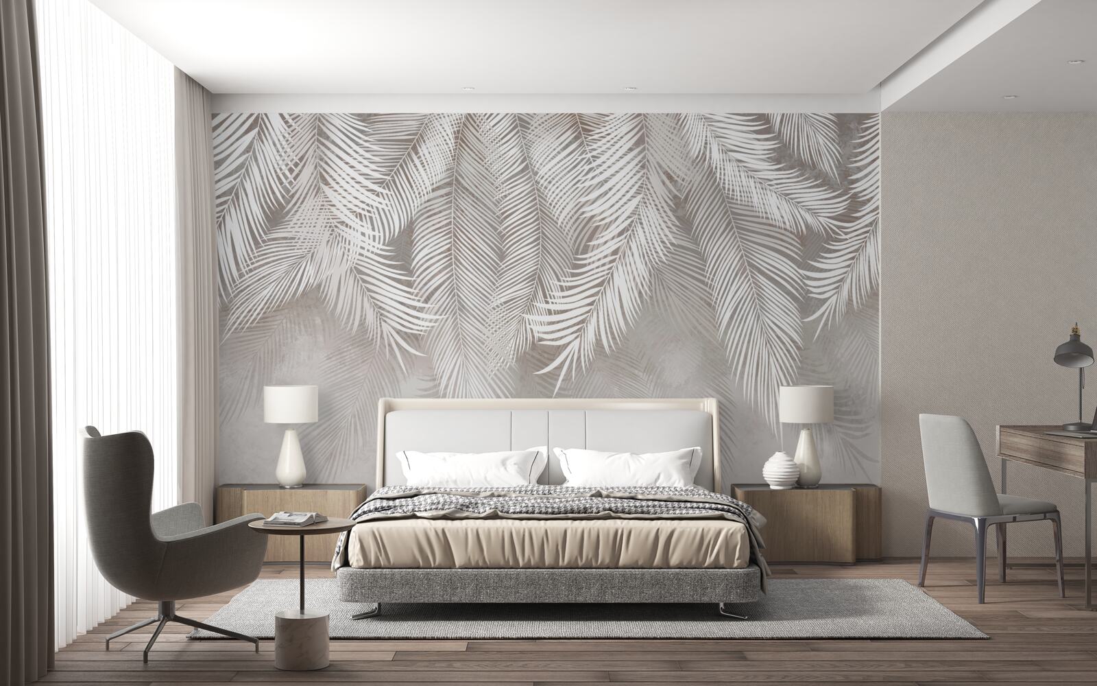 Фотошпалери опадає світло-сіре листя