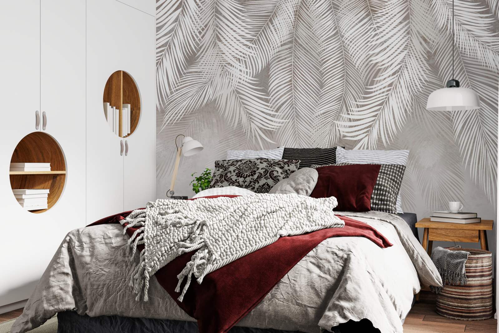 Фотошпалери опадає світло-сіре листя