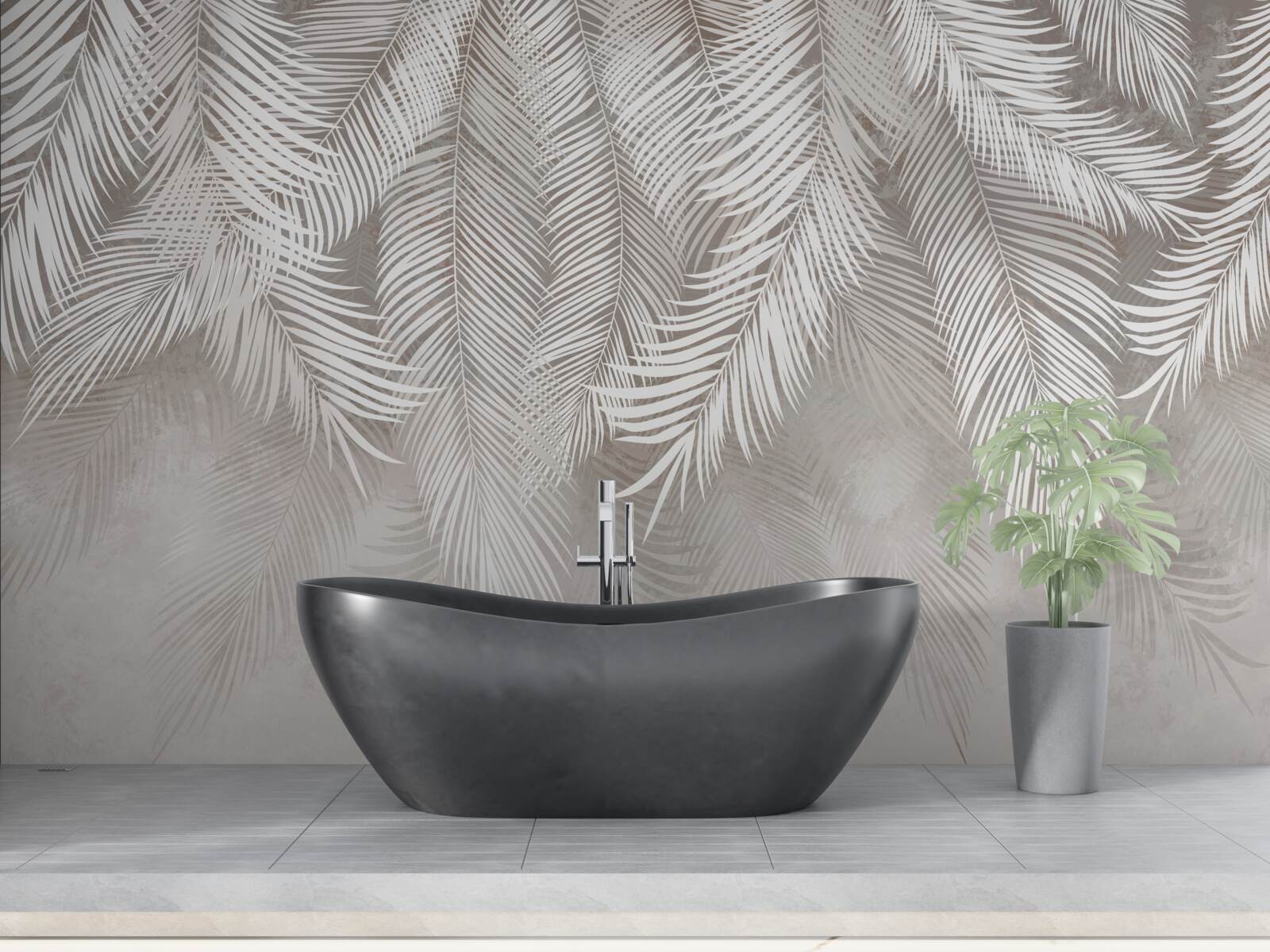 Фотошпалери опадає світло-сіре листя