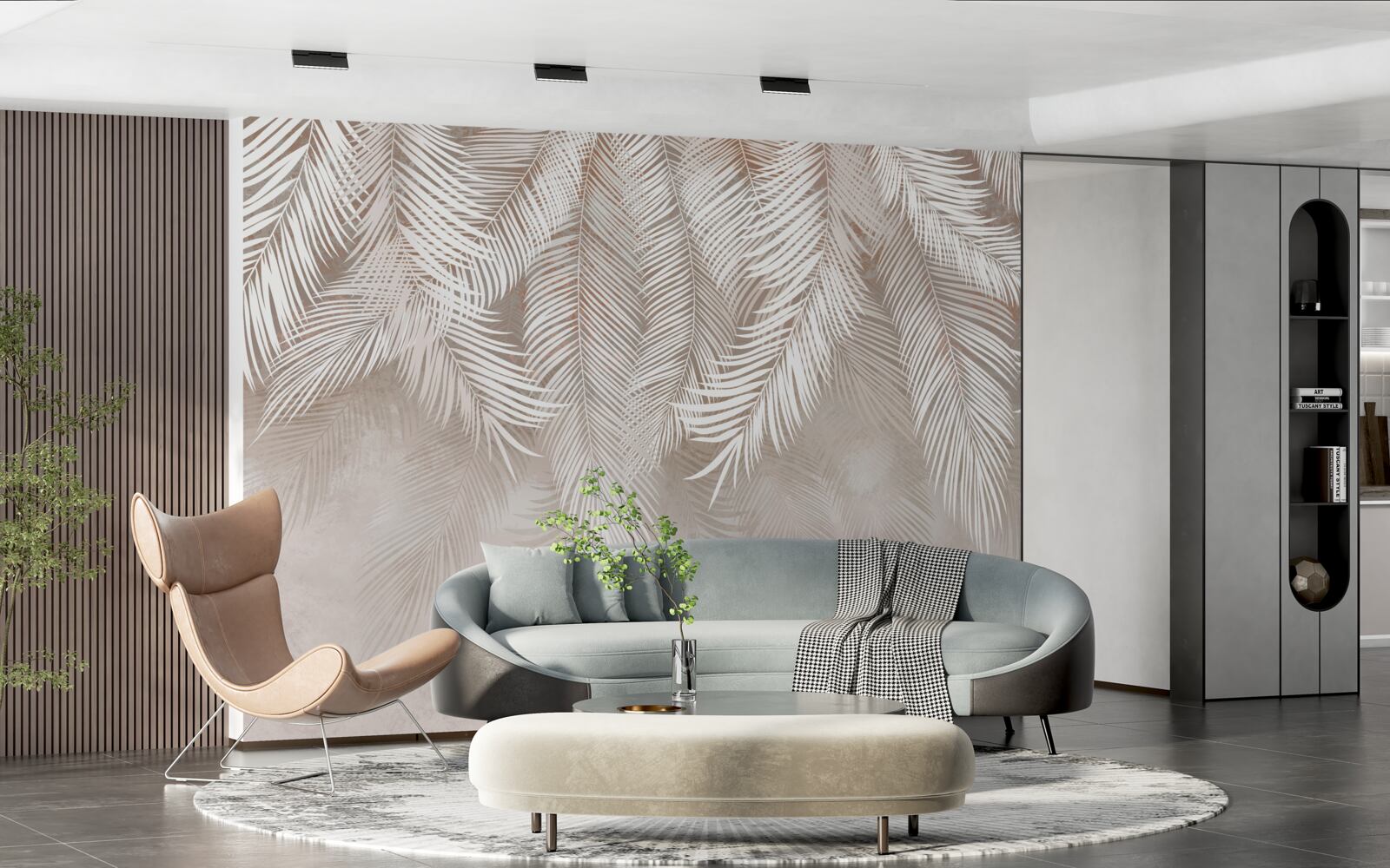 Фотошпалери листя білувате, схоже на пір'я