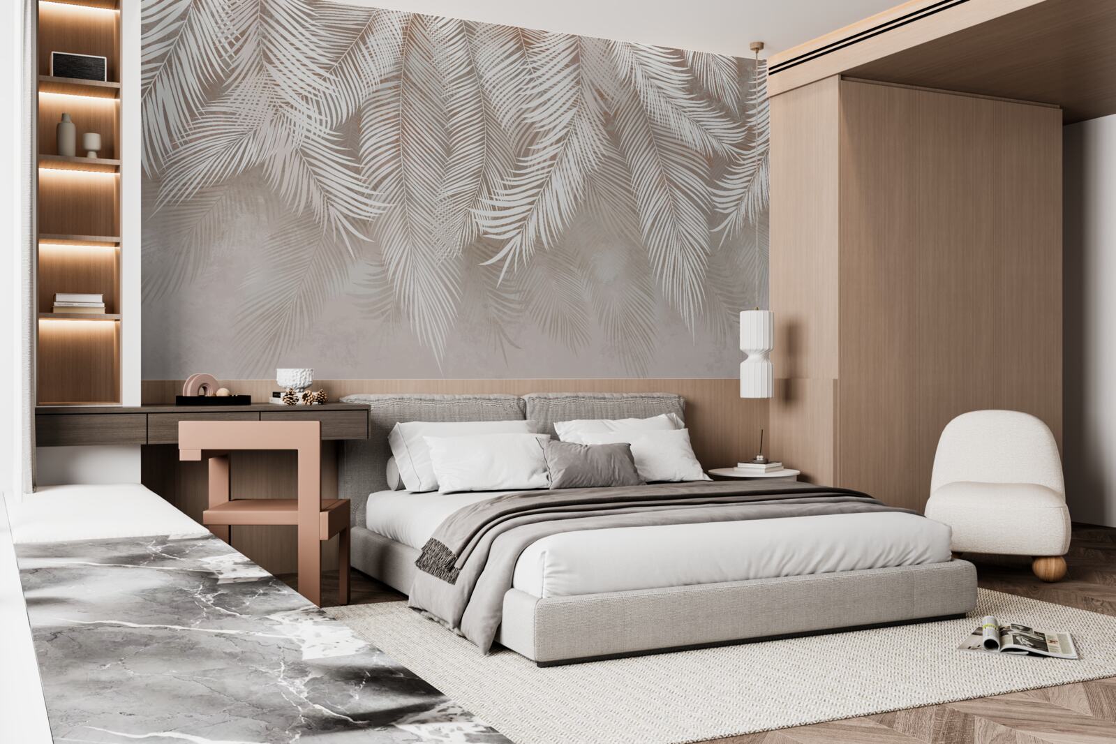 Фотошпалери листя білувате, схоже на пір'я