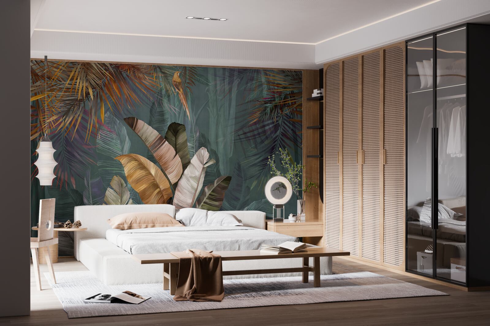 Фотошпалери у тропіках листя важить стільки ж, скільки дрібне пір'я