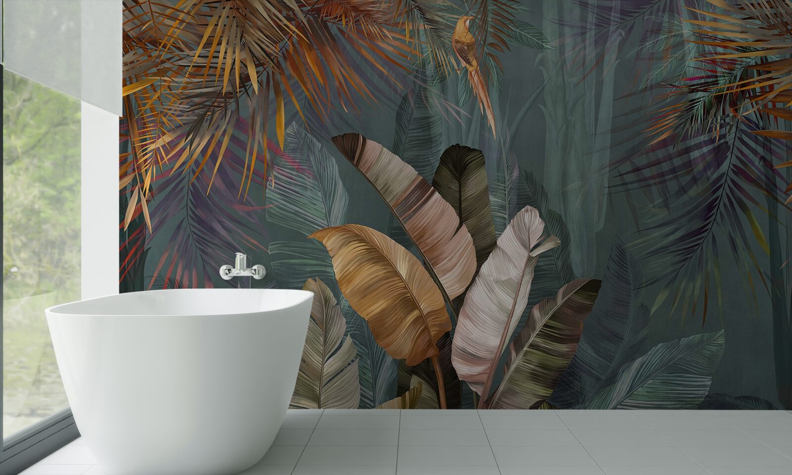 Фотошпалери у тропіках листя важить стільки ж, скільки дрібне пір'я