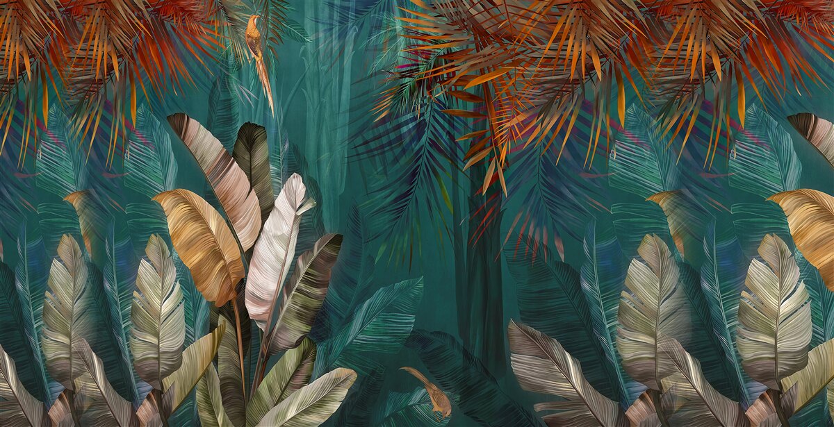 Фотошпалери зелені джунглі забарвлюються в осінні відтінки