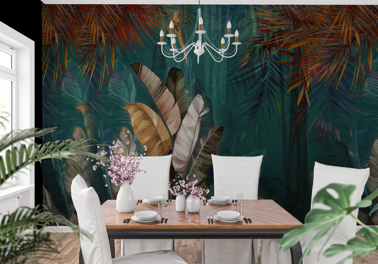 Фотошпалери зелені джунглі забарвлюються в осінні відтінки