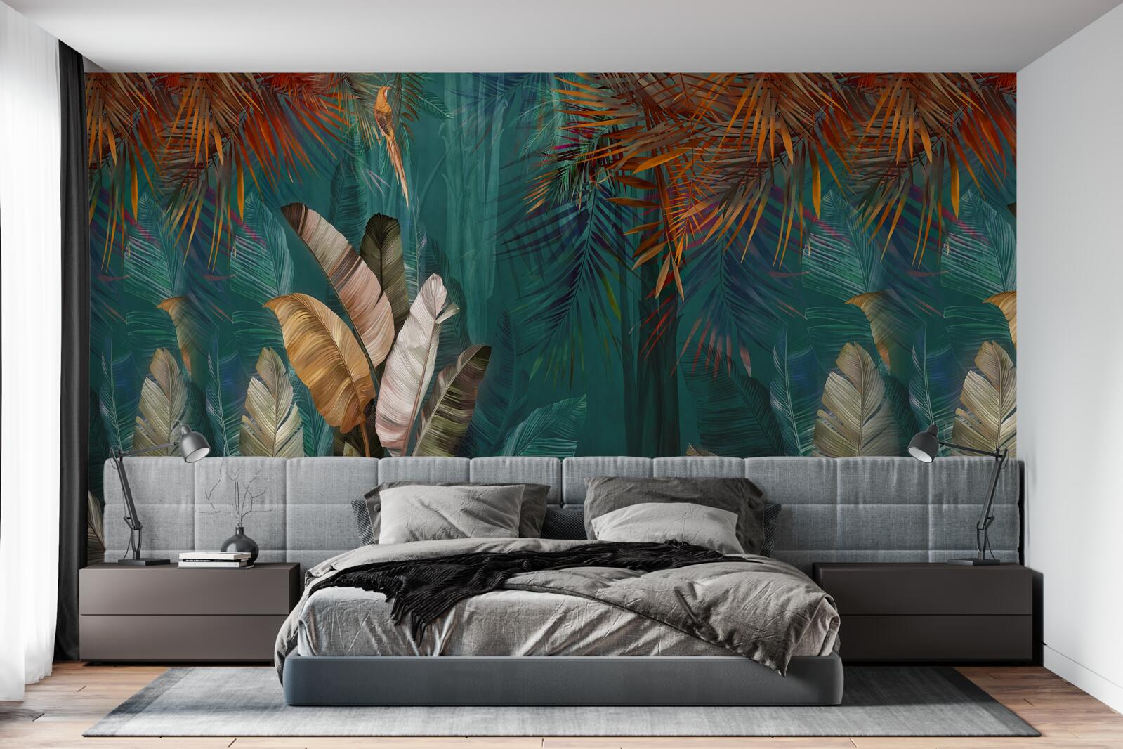 Фотошпалери зелені джунглі забарвлюються в осінні відтінки