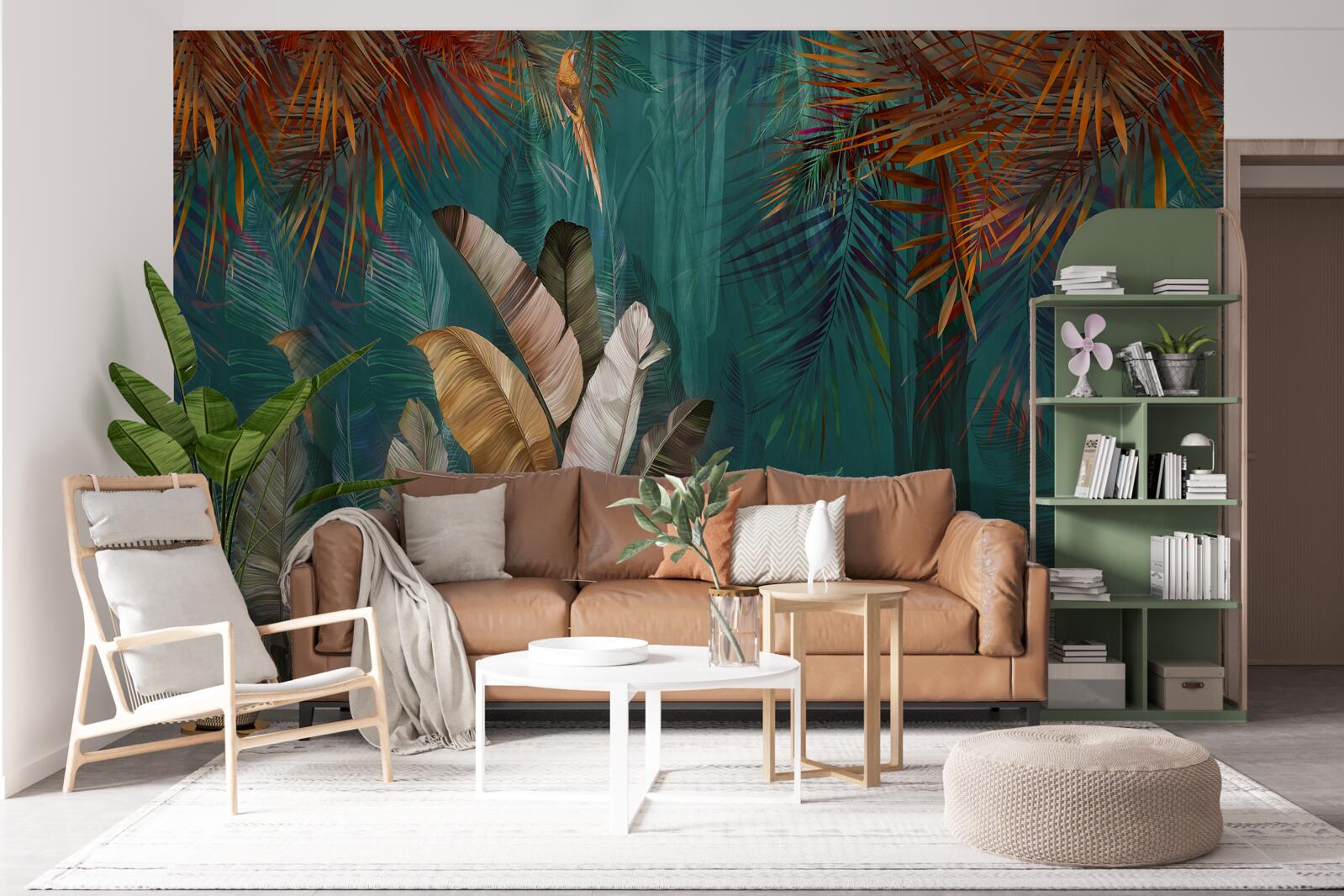 Фотошпалери зелені джунглі забарвлюються в осінні відтінки