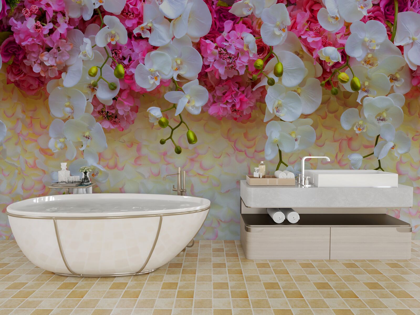 Фотошпалери орхідеї, квітки яких поникли