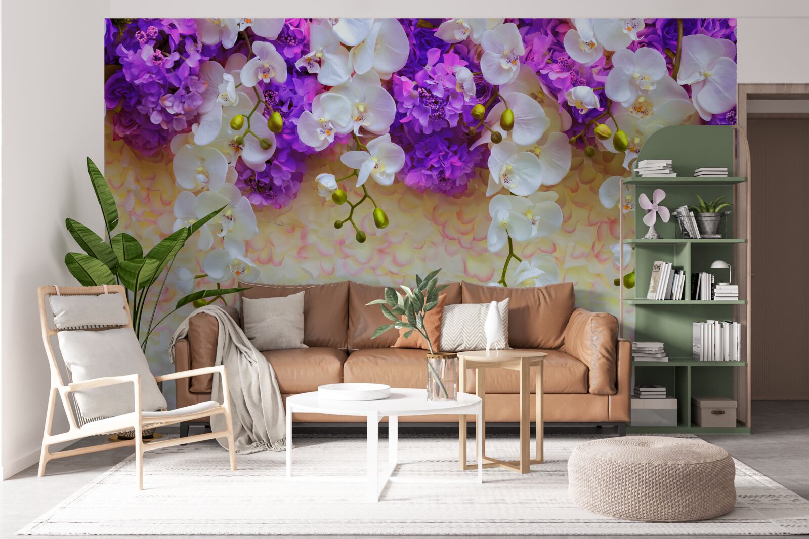 Фотошпалери Білосніжні орхідеї та квіти бузку