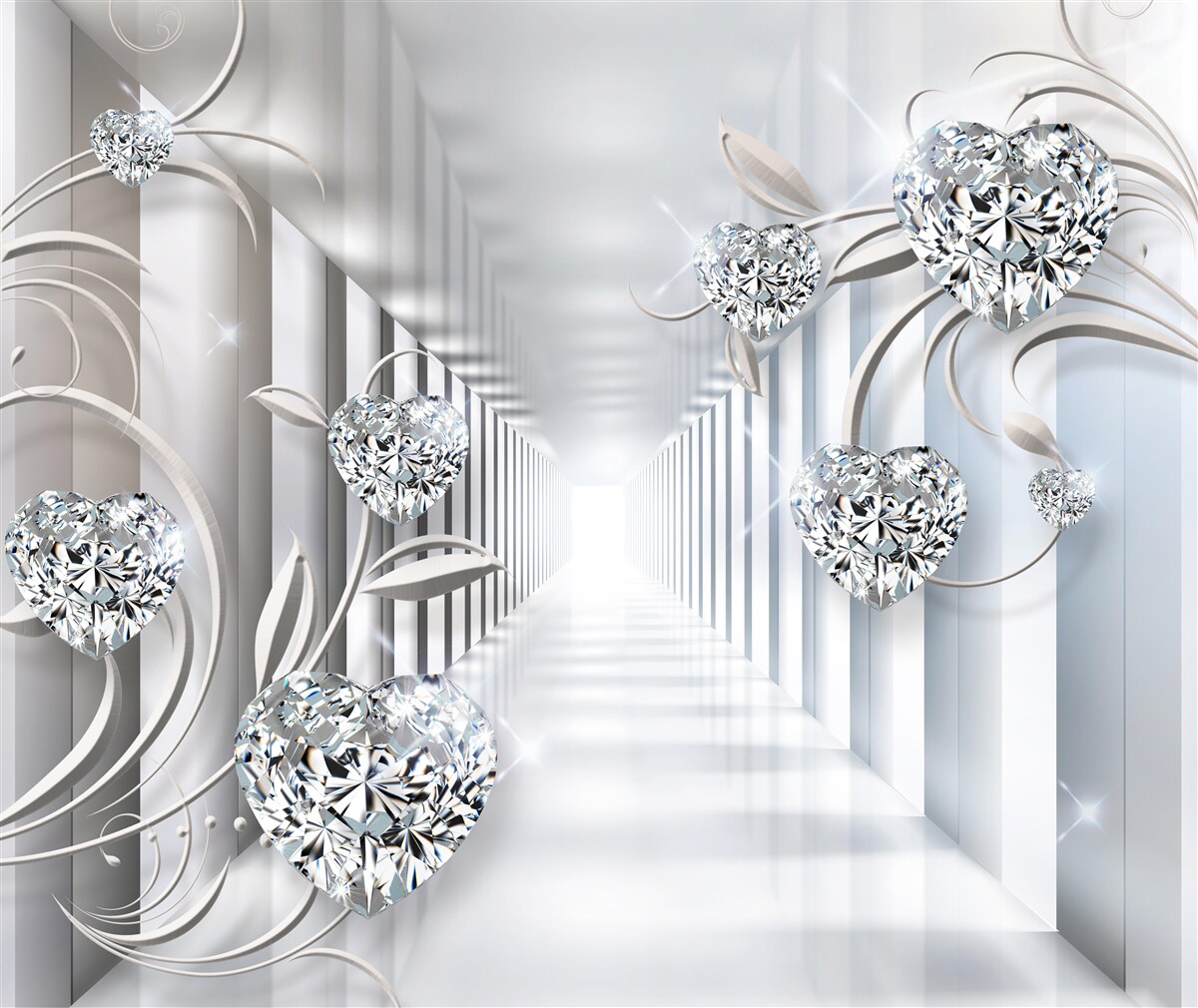 Фотошпалери золоті декорації на тлі нескінченного коридору