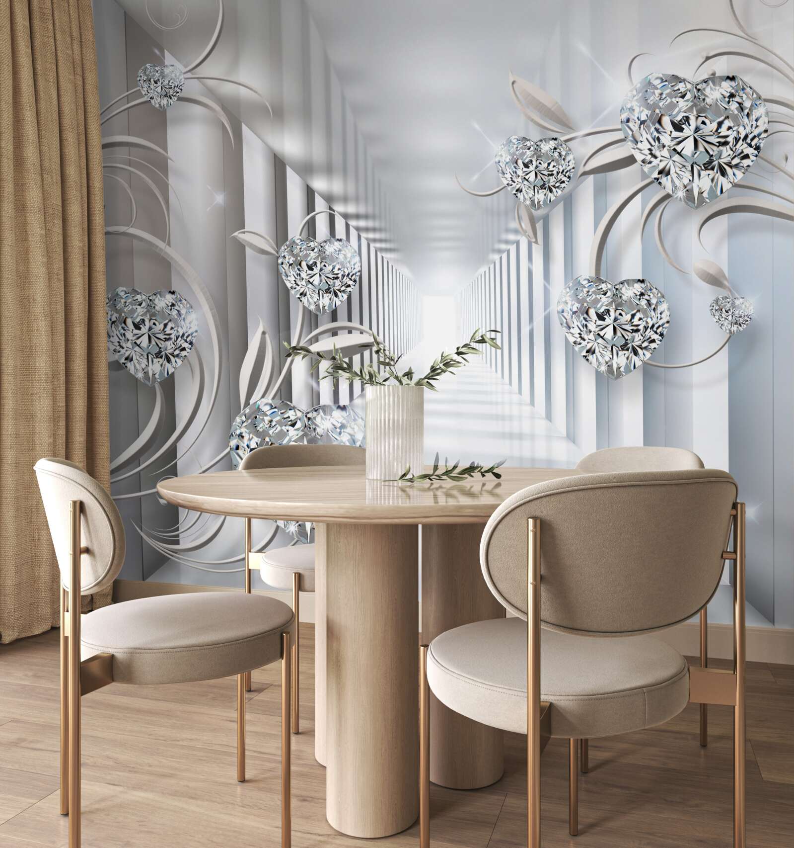 Фотошпалери золоті декорації на тлі нескінченного коридору