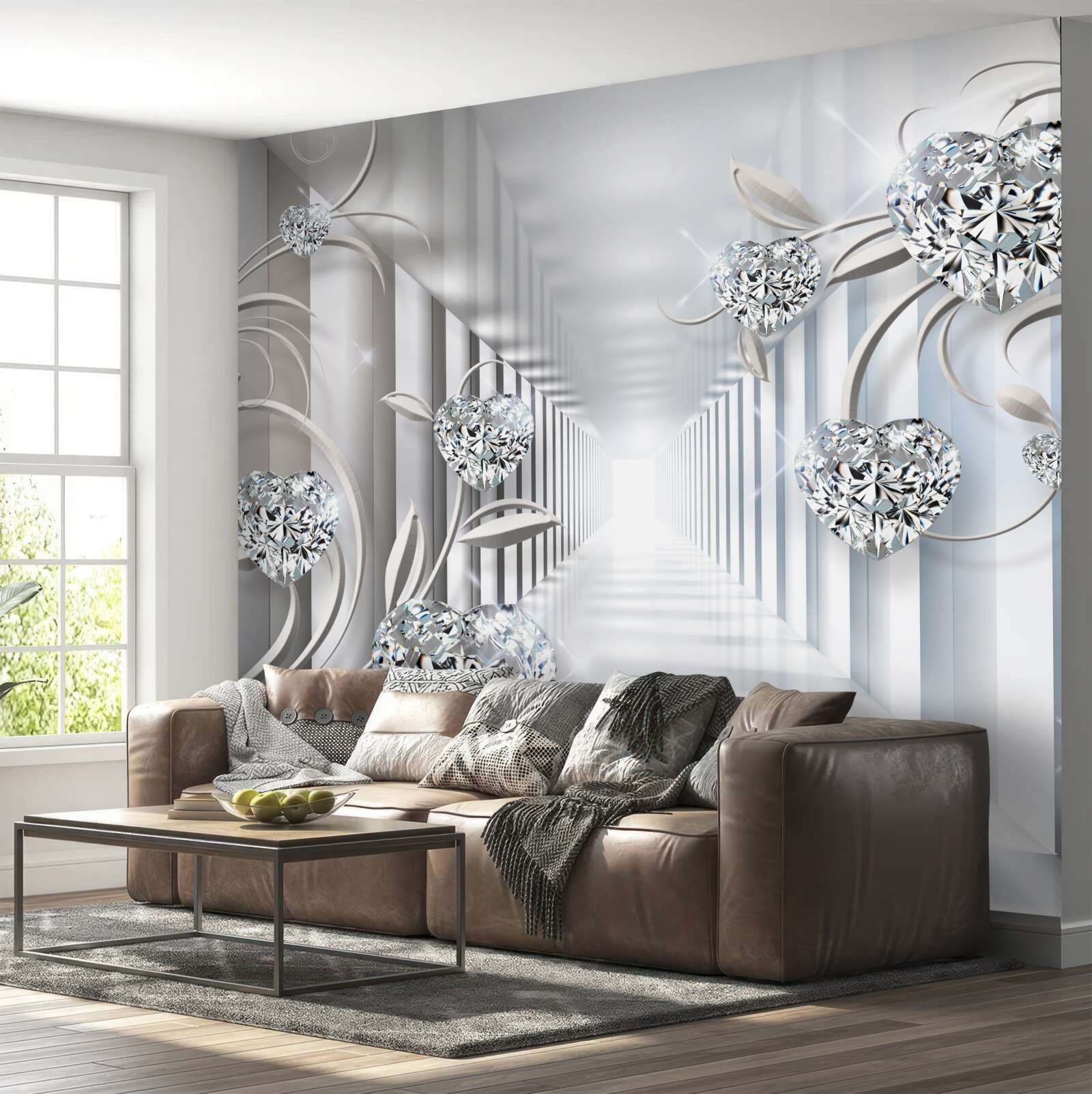 Фотошпалери золоті декорації на тлі нескінченного коридору