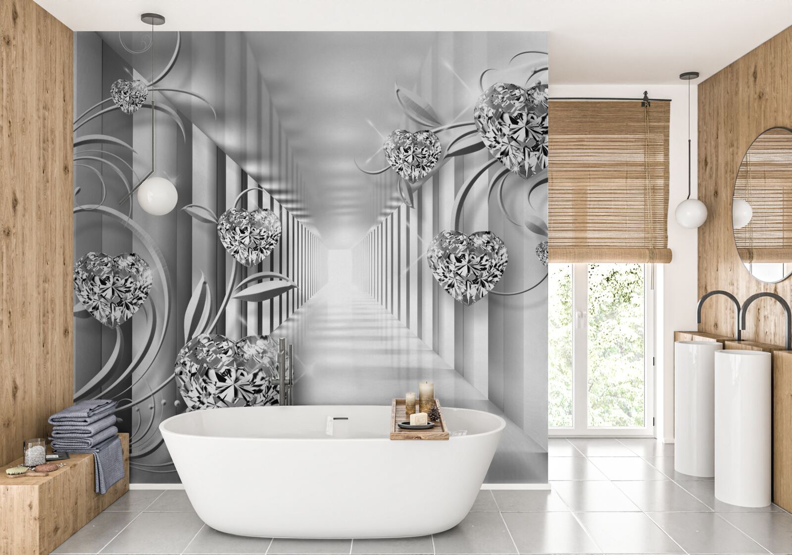 Фотошпалери срібні прикраси та колонада