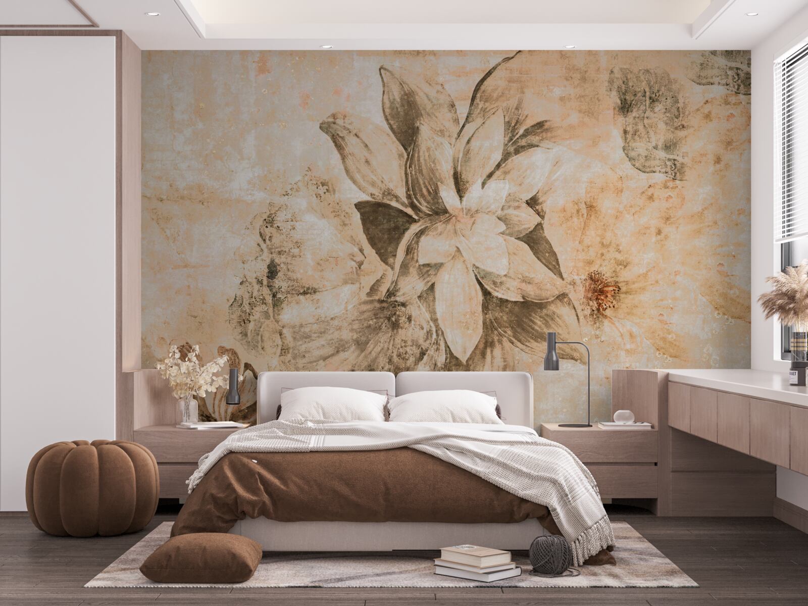 Фотошпалери пончиковий отвір на коричневій основі