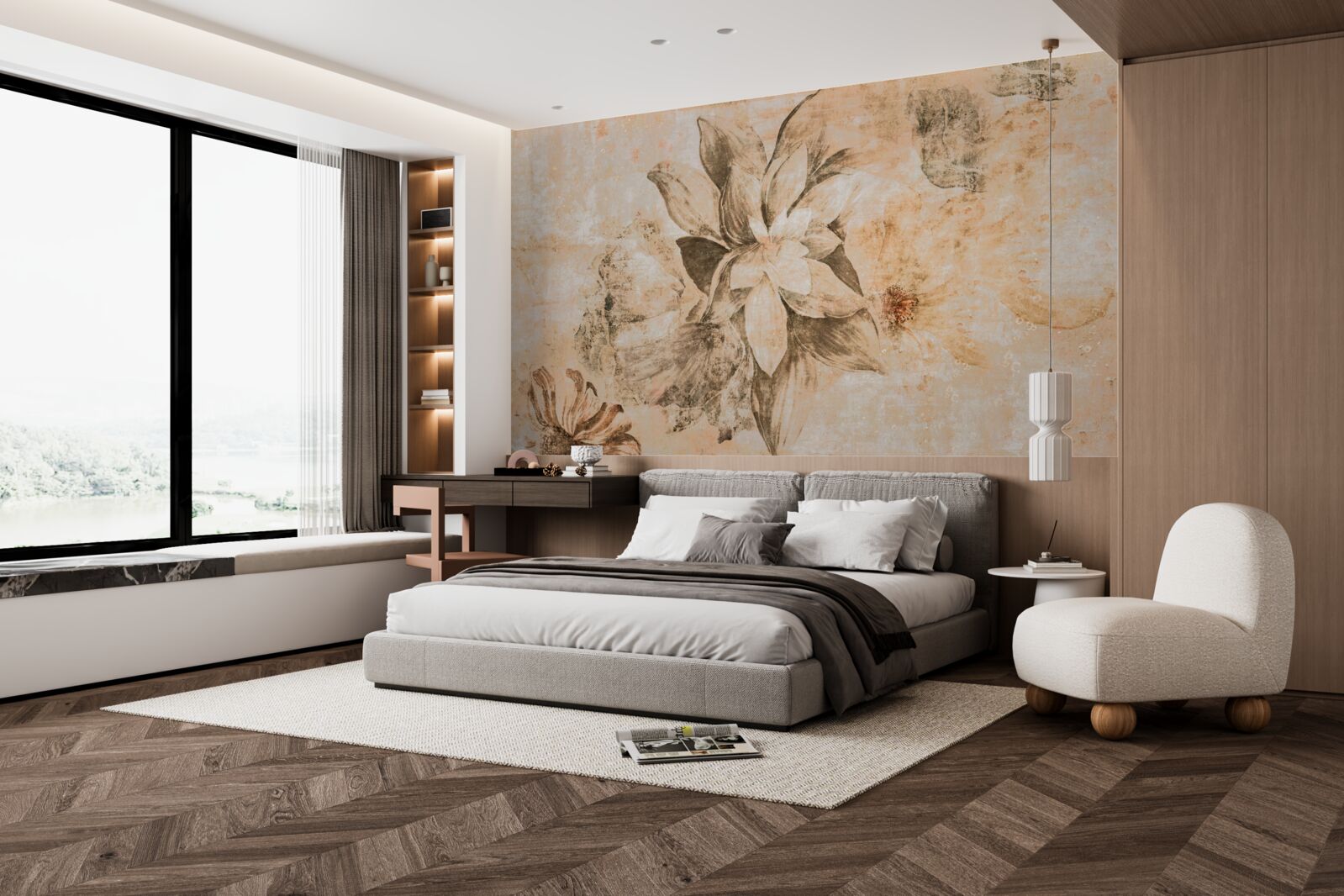 Фотошпалери пончиковий отвір на коричневій основі