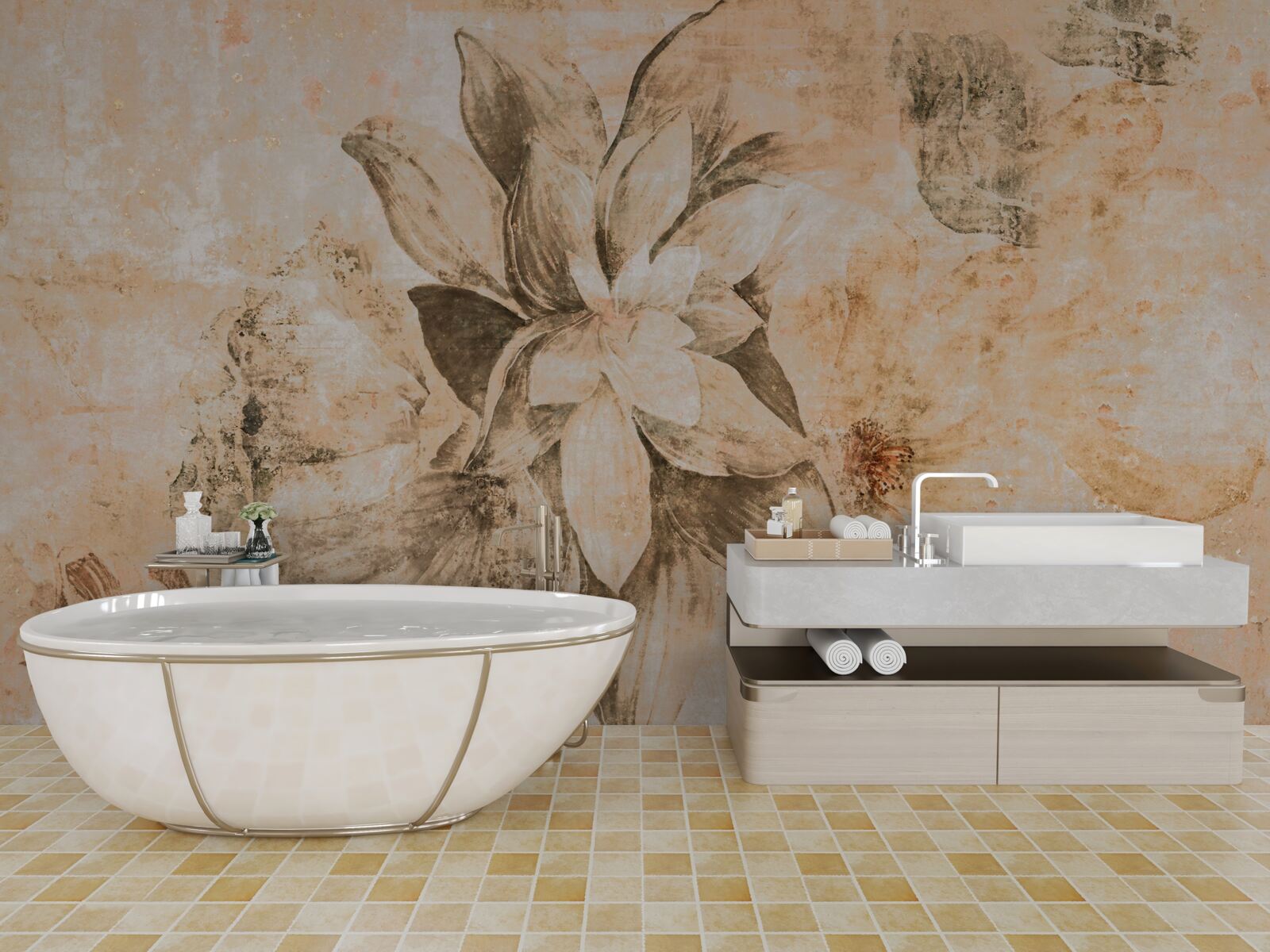 Фотошпалери пончиковий отвір на коричневій основі