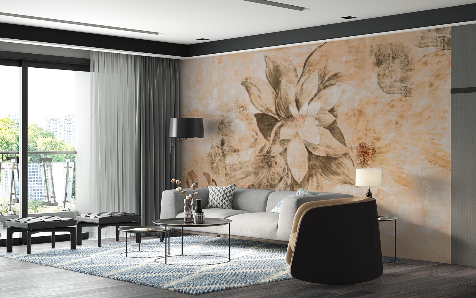 Фотошпалери пончиковий отвір на коричневій основі