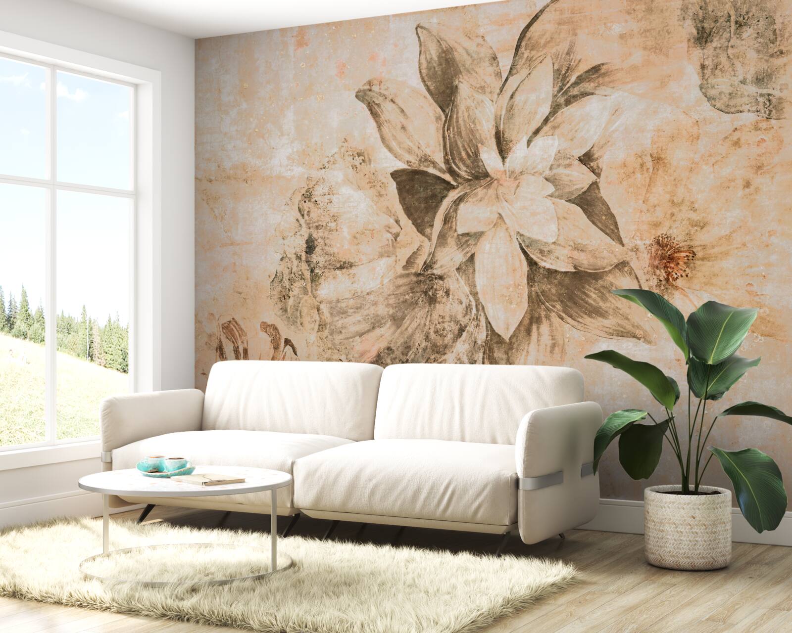 Фотошпалери пончиковий отвір на коричневій основі