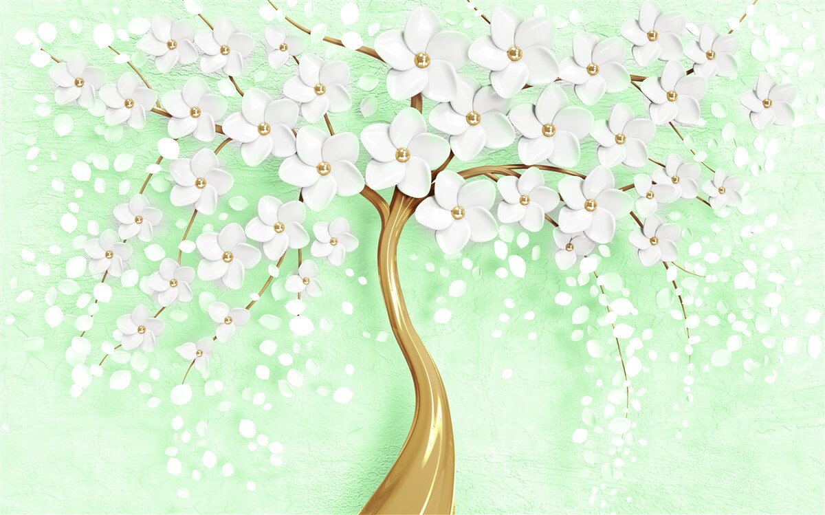 Фотошпалери Білосніжна вишня в літньому саду