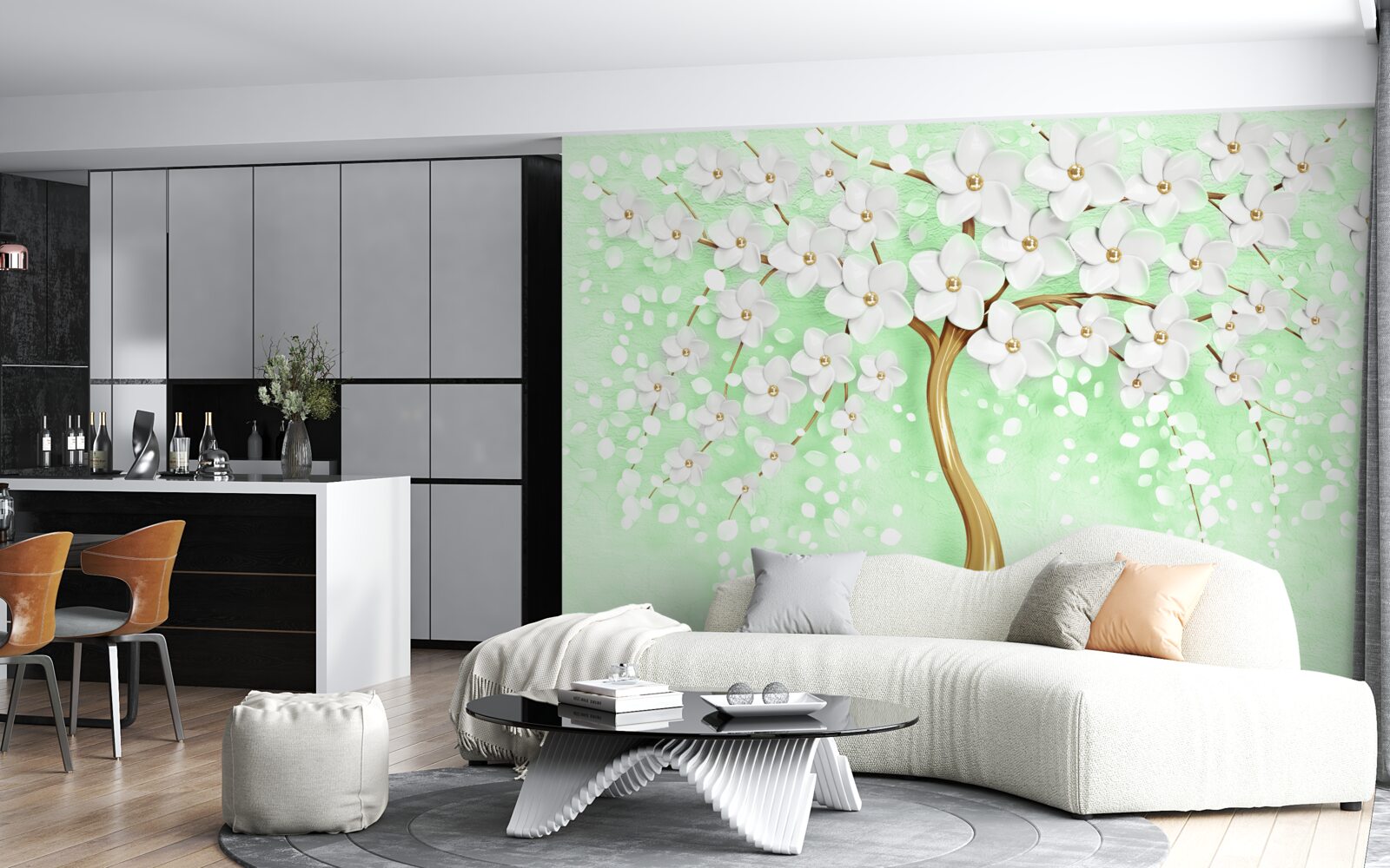 Фотошпалери Білосніжна вишня в літньому саду